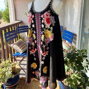 Colorful Johnny Was Embroidered Sleeveless Sheer Tunic. Small. EUC.